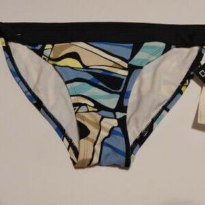 NWT PERRY ELLIS Multi Shapes Side Tie bikini bottom Size L MSRP $54